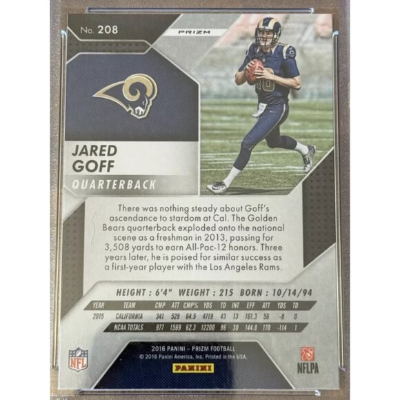 2021-22 Panini Red White/Blue Disco Prizm: Jared Goff#208 Los Angeles Rams PSA 9 - Picture 4 of 6